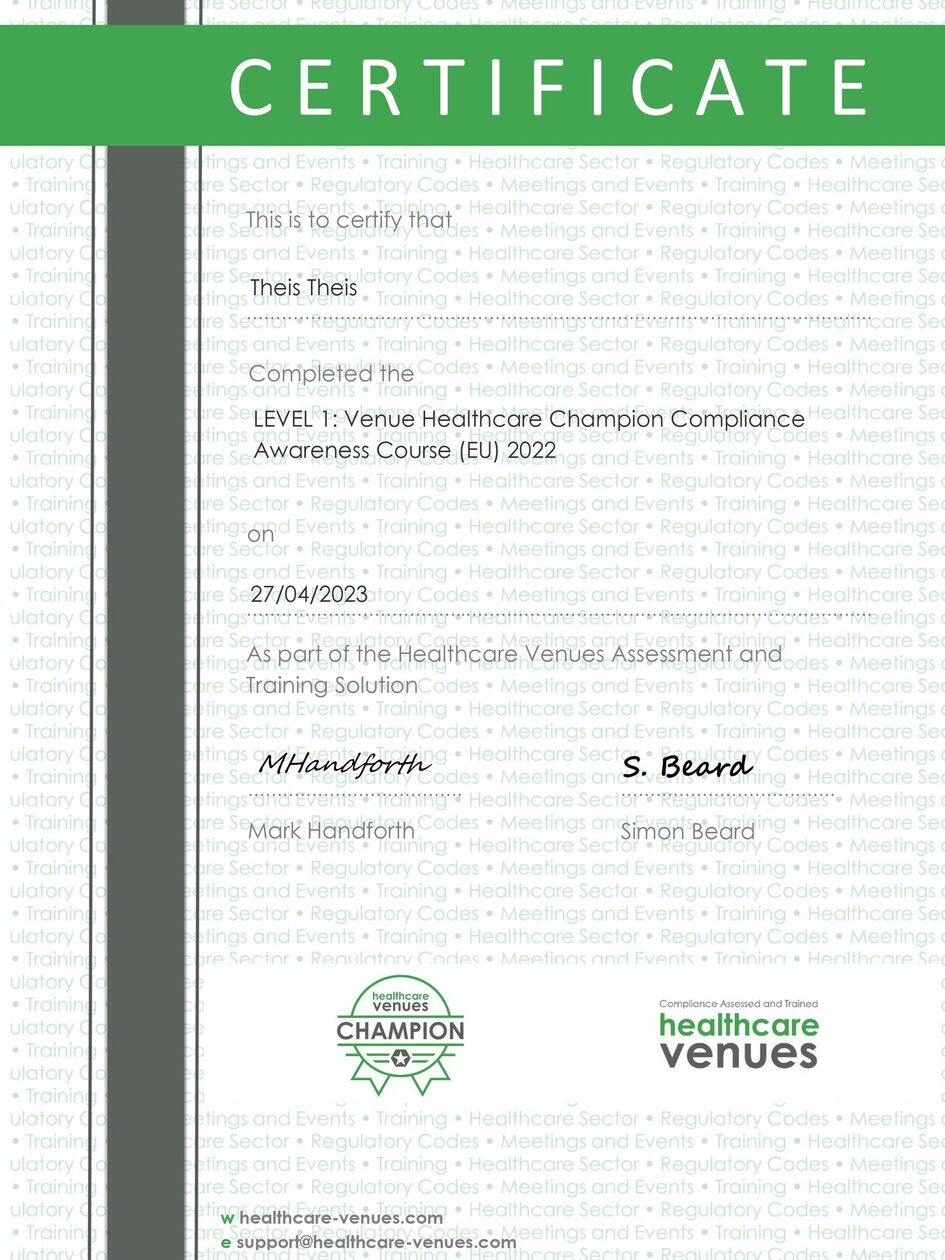 Certificate Healthcare Champion Compliance Awareness Course_Ulrike Theis_WICM