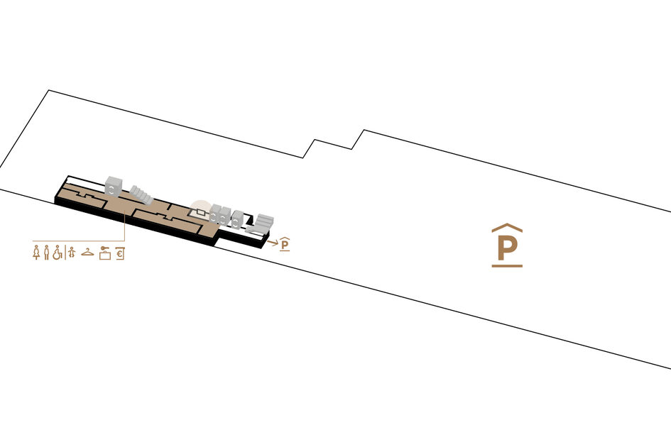 RMCC floor plan with marked stele position in the basement