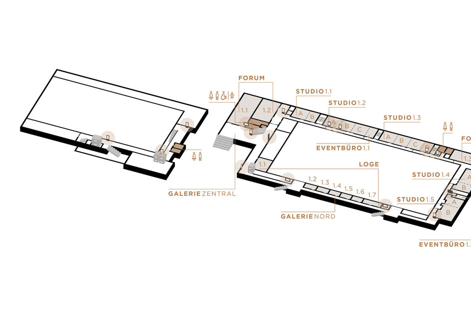 RMCC floor plan with marked stele position on the 1st floor