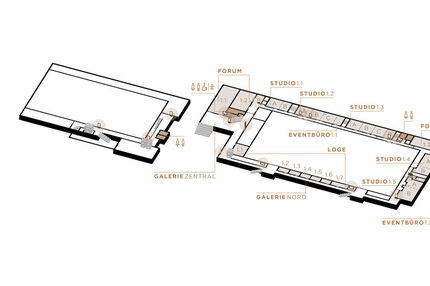 RMCC Etagenplan mit eingezeichneter Stelenposition im 1. Obergeschoss
